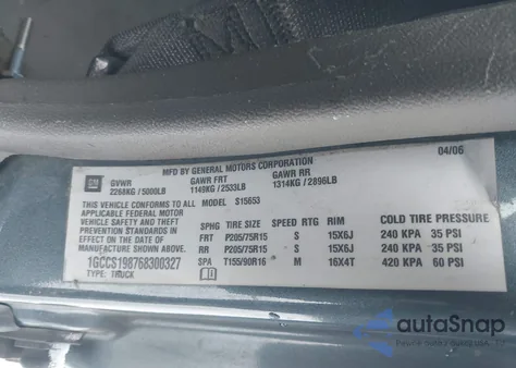 2006 Chevrolet Colorado Ls z USA, uszkodzony, nr VIN 1GCCS198768300327